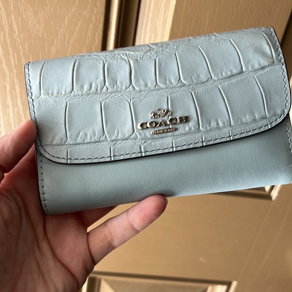 Coach Handbags - Coach Blue Trifold Wallet